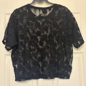 Maurices Elegant Black Lace cropped shirt.  Sz XL